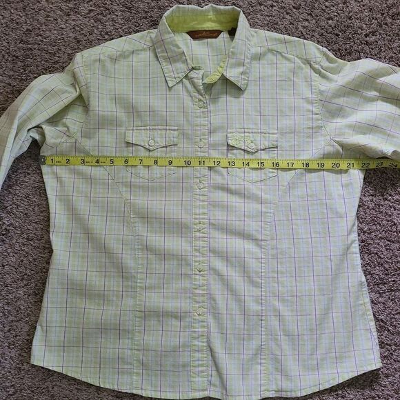 AURA Wrangler Plaid Button Down Top Large - Picture 7 of 8
